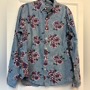 Bonobos Floral / Denim Colored LS Shirt - size medium *has flaw*